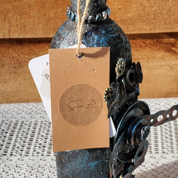 Steampunk Mixed Media Bottle Art - Picture 7 of 9